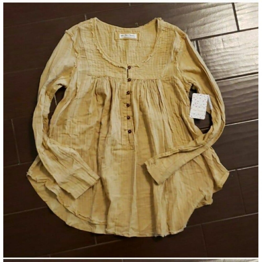 NWT Free People Top Tan/Mustard S